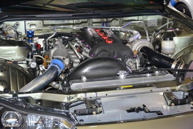 MUNTINLUPA, PH - JAN 28 - Nissan Silvia motoru 28 Ocak 2024 tarihinde Muntinlupa, Filipinler 'de Neo klasik araba fuarında. Neo Classic, Filipinler 'de düzenlenen bir pazar sonrası araba fuarıdır..