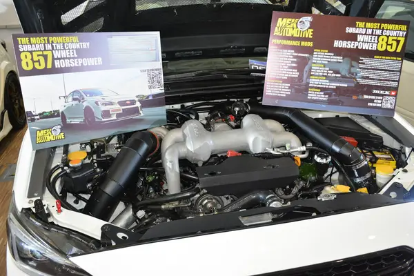 stock image MUNTINLUPA, PH - JAN 28 - Subaru wrx sti engine at Neo classic car show on January 28, 2024 in Muntinlupa, Philippines. Neo classic is a aftermarket car show event held in Philippines.