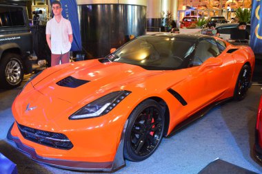 PARANAQUE, PH - 3 Şubat - Chevrolet Corvette 3 Şubat 2024 tarihinde Paranaque, Filipinler 'de City of Dreams Auto Show' da. City of Dreams Auto Show, Filipinler 'de düzenlenen bir otomobil fuarıdır..