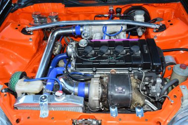 PARANAQUE, PH-3 - Honda civic engine at Legit Manila 1620 car meet on 3 Şubat 2024, Paranaque, Filipinler. Legit Manila 1620, Filipinler 'de düzenlenen bir otomobil yarışması..