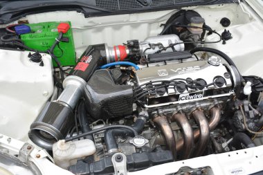 PASIG, PH - MAR 23 - Honda sivil motoru 23 Mart 2024 tarihinde Pasig, Filipinler 'de araba kulüpleri muharebesinde. Araba Kulübü Muharebesi, Filipinler 'de düzenlenen bir araba fuarıdır..