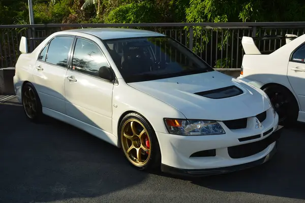 stock image PASIG, PH - APR. 21 - Mitsubishi lancer evolution at car meet with Angie King on April 21, 2024 in Pasig, Philippines. Angie King is a car enthusiast and held a car meet event in Philippines.