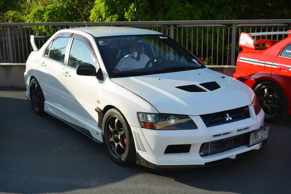 stock image PASIG, PH - APR. 21 - Mitsubishi lancer evolution at car meet with Angie King on April 21, 2024 in Pasig, Philippines. Angie King is a car enthusiast and held a car meet event in Philippines.