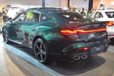 PASAY, PH - APR. 7 - Morris 7 Nisan 2024 tarihinde Manila Uluslararası Otomobil Fuarı 'nda MG7' yi Pasay, Filipinler 'de garaja kapattı. Manila International Auto Show, Filipinler 'de düzenlenen yıllık otomobil fuarıdır..