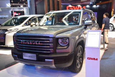 Pasay, PH - APR 6 - Manila Uluslararası Otomobil Fuarı 'nda Gwm haval menglong 6 Nisan 2024 tarihinde Pasay, Filipinler' de. Manila International Auto Show, Filipinler 'de her yıl düzenlenen bir otomobil fuarıdır..