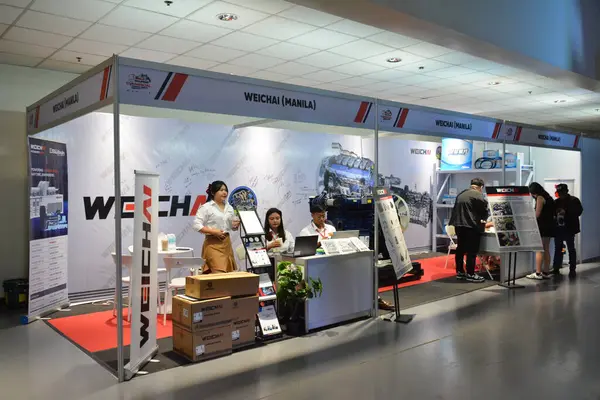 stock image PASAY, PH - JULY 20 - Weichai booth at Philippine commercial vehicle show on July 20, 2024 in Pasay, Philippines. Philippine commercial vehicle show is a annual truck show in Philippines.