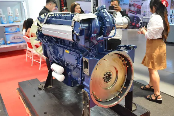 stock image PASAY, PH - JULY 20 - Weichai diesel engine at Philippine commercial vehicle show on July 20, 2024 in Pasay, Philippines. Philippine commercial vehicle show is a annual truck show in Philippines.