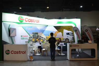 PASAY, PH - JULY 20 - Castrol booth at Philippine commercial vehicle show on July 20, 2024 in Pasay, Philippines. Philippine commercial vehicle show is a annual truck show in Philippines. clipart