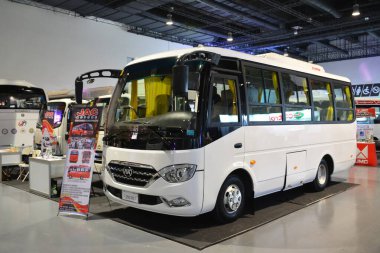 PASAY, PH - JULY 20 - Jac modern jeepney at Philippine commercial vehicle show on July 20, 2024 in Pasay, Philippines. Philippine commercial vehicle show is a annual truck show in Philippines.