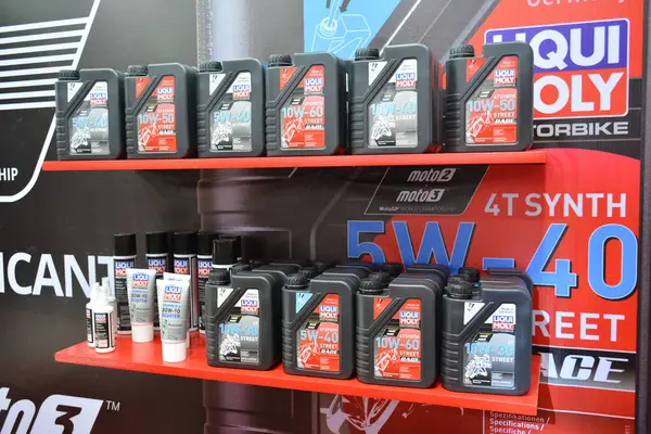 stock image PASAY, PH - APR 27 - Liqui moly products at Makina Moto Show on April 27, 2024 in Pasay, Philippines. Makina Moto is a annual motorcycle show held in Philippines.