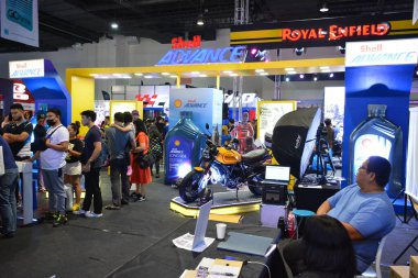 Pasay, PH - 27 Nisan - 27 Nisan 2024 'te Filipinler' deki Makina Moto Show 'da kabuk öncü kabin. Makina Moto, Filipinler 'de düzenlenen yıllık bir motosiklet fuarıdır..