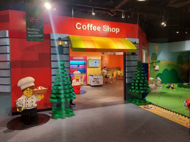 TSIM SHA TSUI, HK - MAY 28 - Coffee shop at Legoland discovery centre on May 28, 2024 in Tsim Sha Tsui, Hong Kong. Legoland discovery centre is a interactive lego experience in Hong Kong. clipart