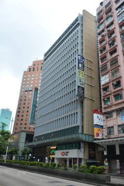 JORDAN, HK - 28 Mayıs - Nathan Otel cephesi 28 Mayıs 2024 'te Ürdün, Hong Kong' da. Nathan Hotel, Hong Kong 'da bulunan 4 yıldızlı bir oteldir..