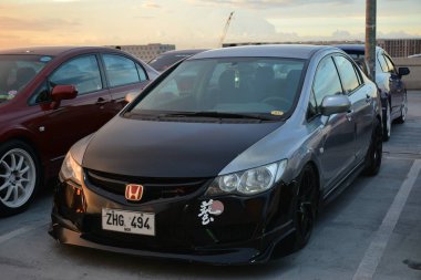 PARANAQUE, PH - OCT 19 - Honda Civic 19 Ekim 2024 tarihinde Paranaque, Filipinler 'de buluşacak. FD Takımı, Filipinler 'de düzenlenen bir otomobil kulübü etkinliğidir..