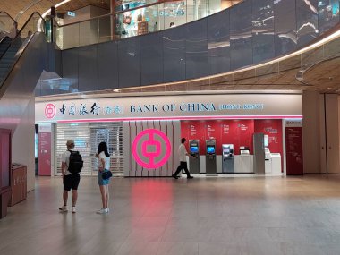 TUNG CHUNG, HK - Bank of China facade at citygate outlets on May 25, 2024 in Tung Chung, Hong Kong. Bank of China is the second largest bank in Hong Kong. clipart