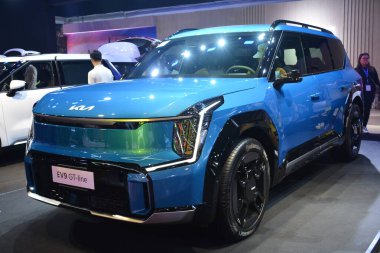 Pasay, PH - OCT 27 - PIMS veya Filipin Uluslararası Otomobil Fuarı 'nda Kia ev9 27 Ekim 2024, Pasay, Filipinler. PIMS, Filipinler 'de her iki yılda bir düzenlenen bir otomobil etkinliğidir..