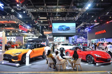 Pasay, PH - OCT 27 - PIMS veya Filipin Uluslararası Otomobil Fuarı 'nda MG standı 27 Ekim 2024, Pasay, Filipinler. PIMS, Filipinler 'de her iki yılda bir düzenlenen bir otomobil etkinliğidir..