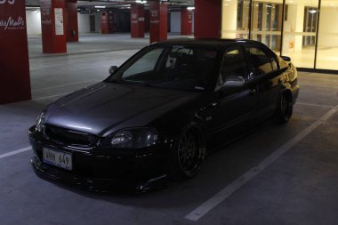 PARANAQUE PH - DEC 7 - Honda civic 7 Aralık 2024 tarihinde Paranaque, Filipinler 'de buluşuyor. Filipinler 'de bir araba yarışması düzenleniyor..