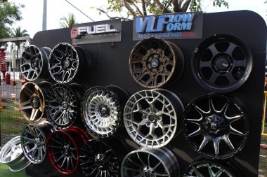 PASAY, PH - DEC 7 - Vlf rims at bumper 2 bumper car show on December 7, 2024 in Pasay, Philippines. Bumper 2 bumper is a aftermarket car show event held in Philippines. clipart