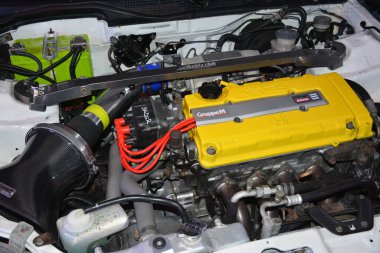 PARANAQUE, PH - SEPT 21 - Honda civic engine at Resurrection car meet on 21 Eylül 2024, Paranaque, Filipinler. Diriliş, Filipinler 'de düzenlenen bir araba buluşması..