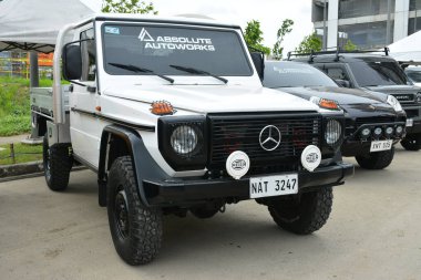 QUEZON CITY, PH - SEPT 28 - Mercedes benz g300 at 4x4 Expo on September 28, 2024 in Quezon City, Philippines. 4x4 Expo is a offroad vehicle show held in Philippines. clipart