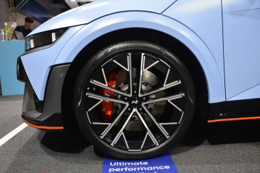 PASAY, PH - OCT 26 - Hyundai ioniq 5 n wheel at Philippine Electric Vehicle Summit on October 26, 2024 in Pasay, Philippines. Philippine Electric Vehicle Summit is a car event held annually in Philippines. clipart