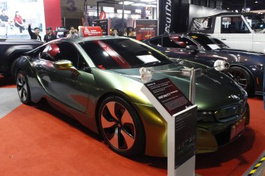Pasay, PH-16 - 16 Kasım 2024 tarihinde Filipinler, Pasay 'da Manila Oto Salonu' nda Bmw i8. Manila Auto Salon, Filipinler 'de düzenlenen bir pazar sonrası araba fuarıdır..