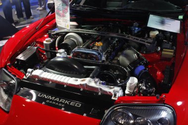 Pasay, PH - NOV 16 - 16 Kasım 2024 tarihinde Manila Oto Salonu 'nda Toyota supra motoru, Pasay, Filipinler. Manila Auto Salon, Filipinler 'de düzenlenen bir pazar sonrası araba fuarıdır..
