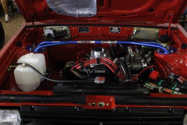 MUNTINLUPA, PH-JAN 28 - Mitsubishi Lancer 19 Ocak 2025 tarihinde Muntinlupa, Filipinler 'de Neo klasik araba fuarında. Neo Classic, Filipinler 'de düzenlenen bir pazar sonrası araba fuarıdır..