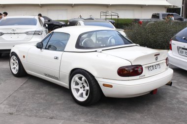 MUNTINLUPA, PH - JAN 28 - Mazda miata mx5 at Neo classic car show on January 19, 2025 in Muntinlupa, Philippines. Neo classic is a aftermarket car show event in Philippines. clipart