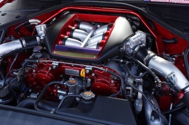 MANILA, PH - 25 Ocak - Nissan gtr motoru 25 Ocak 2025 tarihinde Manila, Filipinler 'de San Beda araba fuarında. San Beda araba fuarı her yıl Filipinler 'de düzenlenen bir otomobil fuarıdır..