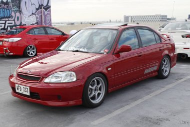 PARANAQUE, PH - 22 Şubat - Honda Civic 22 Şubat 2025 tarihinde Paranaque, Filipinler 'de buluşacak. Fıstıklar Filipinler 'de bir kız araba grubu..
