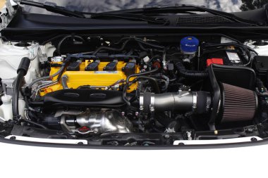 MUNTINLUPA, PH - MAR 8 - Honda Meet Manila 'da Honda civic motor 8 Mart 2025 tarihinde Muntinlupa, Filipinler' de. Honda Meet Manila, Filipinler 'de düzenlenen bir otomobil etkinliği.