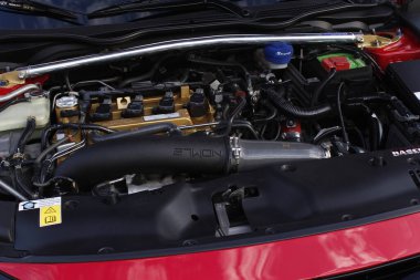 MUNTINLUPA, PH - MAR 8 - Honda Meet Manila 'da Honda civic motor 8 Mart 2025 tarihinde Muntinlupa, Filipinler' de. Honda Meet Manila, Filipinler 'de düzenlenen bir otomobil etkinliği.