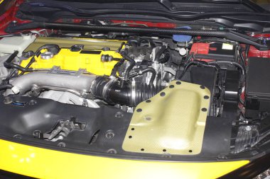 MUNTINLUPA, PH - MAR 8 - Honda Meet Manila 'da Honda civic motor 8 Mart 2025 tarihinde Muntinlupa, Filipinler' de. Honda Meet Manila, Filipinler 'de düzenlenen bir otomobil etkinliği.