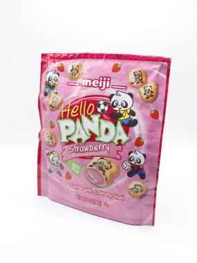 MANILA, PH-FEB 22 - Meiji Hello Panda Strawberry 22 Şubat 2025, Manila, Filipinler. Meiji, Japonya merkezli bir gıda üreticisi..