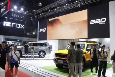 Pasay, PH - APR 13 - 13 Nisan 2025 'te Filipinler' deki Manila Uluslararası Otomobil Fuarı 'nda Baic standı. MIAS, Filipinler 'de düzenlenen bir otomobil fuarıdır..