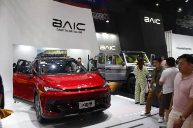 Pasay, PH - APR 13 - 13 Nisan 2025 'te Filipinler' deki Manila Uluslararası Otomobil Fuarı 'nda Baic standı. MIAS, Filipinler 'de düzenlenen bir otomobil fuarıdır..