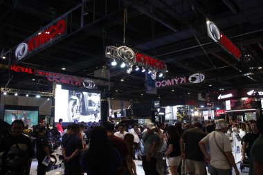 PASAY, PH - APR. 5 - Kymco standı Makina Moto Show 'da 5 Nisan 2025 Pasay, Filipinler' de. Makina Moto, Filipinler 'de düzenlenen bir motosiklet fuarı.. 
