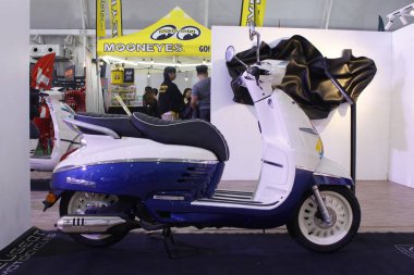 MUNTINLUPA, PH - SEPT 6 - Peugeot django 150 Ride Ph 8 Eylül 2025 tarihinde Muntinlupa, Filipinler 'de. Ride Ph, Filipinler 'de bir motosiklet medya platformudur..