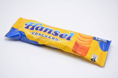MANILA, PH - FEB 22 - Hansel crackers pack on February 22, 2025 in Manila, Philippines. Hansel is a biscuit maker in Philippines.