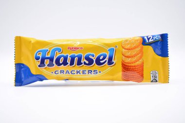 MANILA, PH - FEB 22 - Hansel crackers pack on February 22, 2025 in Manila, Philippines. Hansel is a biscuit maker in Philippines.