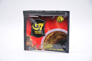 MANILA, PH - FEB 22 - G7 instant coffee pack on February 22, 2025 in Manila, Philippines. G7 is a coffee maker in Vietnam.