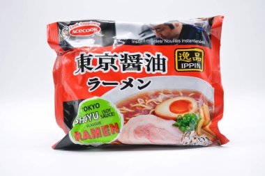 MANILA, PH - FEB 22 - Acecook ippin Tokyo shoyu ramen noodles on February 22, 2025 in Manila, Philippines. Acecook ippin is a ramen maker in Japan.