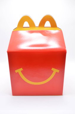 MANILA, PH - FEB 22 - Mcdonalds happy meal box on February 22, 2025 in Manila, Philippines. Mcdonalds is a fast food restaurant in USA.