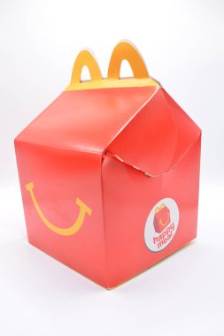 MANILA, PH - FEB 22 - Mcdonalds happy meal box on February 22, 2025 in Manila, Philippines. Mcdonalds is a fast food restaurant in USA.