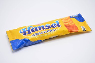 MANILA, PH - FEB 22 - Hansel crackers pack on February 22, 2025 in Manila, Philippines. Hansel is a biscuit maker in Philippines.