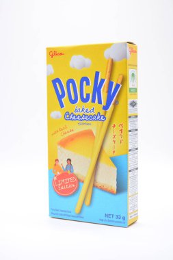 MANILA, PH - FEB 22 - Glico pocky baked cheesecake box on February 22, 2025 in Manila, Philippines. Glico is a food maker in Japan.