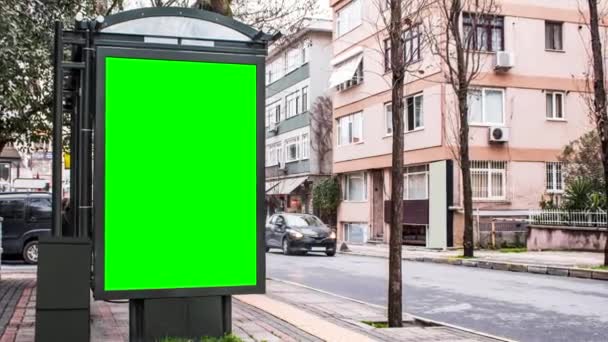 Billboard Mockup Βίντεο Πράσινο Chroma Οθόνη Κλειδί Zoom Out Εφέ — Αρχείο Βίντεο