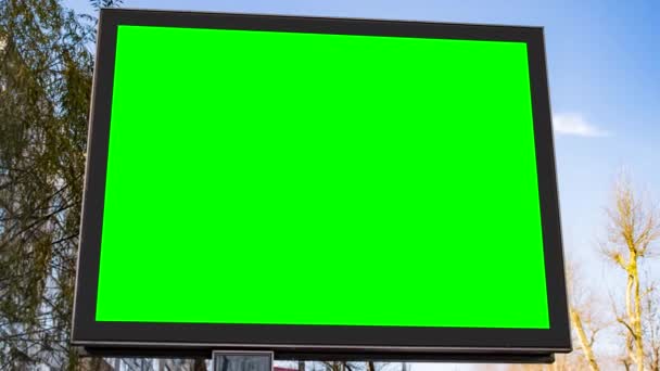 Billboard Mockup Video Zelená Obrazovka Chroma Klávesa Oddálení Fotoaparátu Efekt — Stock video